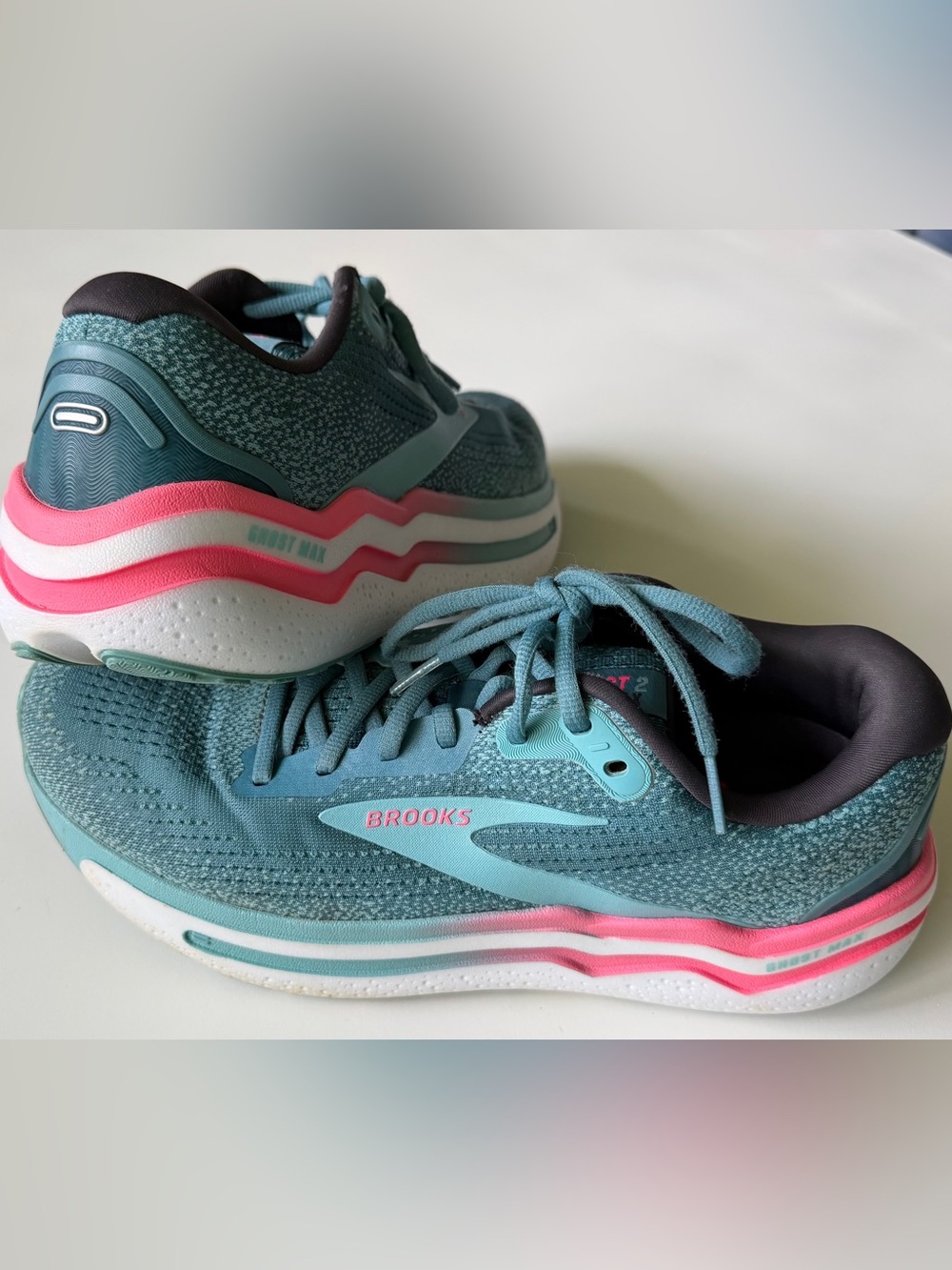 Brooks Ghost Max 2 Storm Blue Knockout Pink Size 10 - Picture 2 of 11